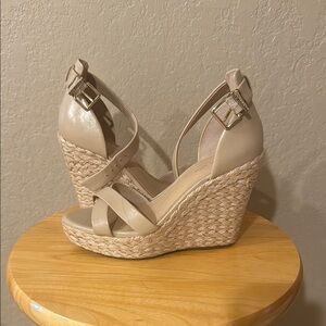 Gianni Bini Beige Wedge Espadrille Sandals